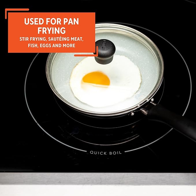 IMUSA 6.3” Gray Speckled Ceramic Mini Fry Pan with Glass Lid – PFAS Free Nonstick Small Skillet for Eggs, Mini Omelets, Crepes & Single Servings, Matte Black Exterior - Image 6