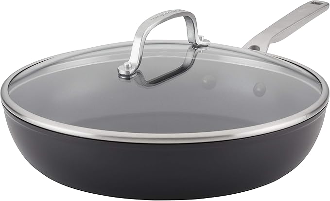 KitchenAid Hard Anodized Induction Nonstick Fry Pan/Skillet with Lid, 12.25 Inch, Matte Black by KitchenAid