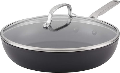 KitchenAid Hard Anodized Induction Nonstick Fry Pan/Skillet with Lid, 12.25 Inch, Matte Black by KitchenAid