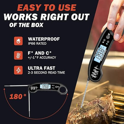 Meat Thermometer Digital, Instant Read Meat Thermometer for Grill and Cooking, with Bottle Opener, Backlight & Calibration Food Thermometer, Kitchen Gadgets for BBQ, Turkey, Candy, Liquids - Image 2