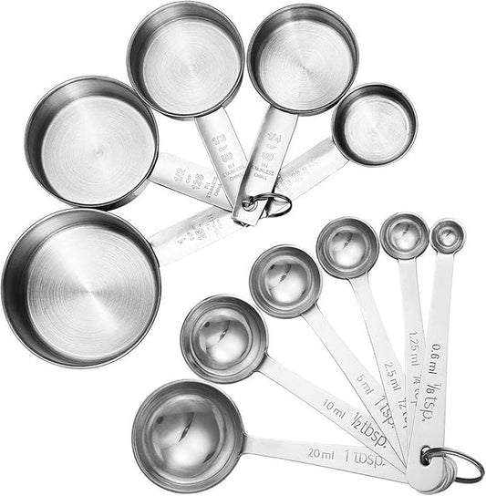 Accmor 11 Piece Stainless Steel Measuring Spoons Cups Set, Premium Stackable Tablespoons Measuring Set for Gift Dry Liquid Ingredients Cooking Baking by Accmor