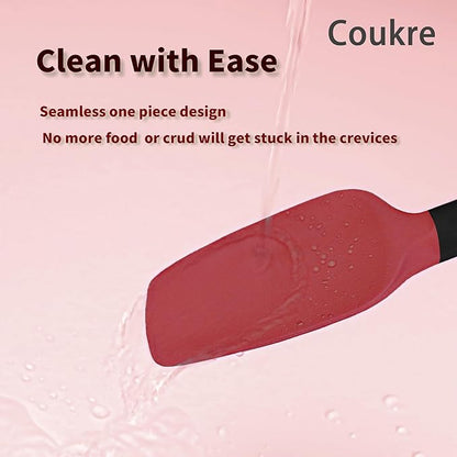 Coukre Silicone Spatula Set of 5,High Temperature Resistant, Food Grade Silicone, Dishwasher Safe, for Baking, Cooking (Red Black) - Image 4