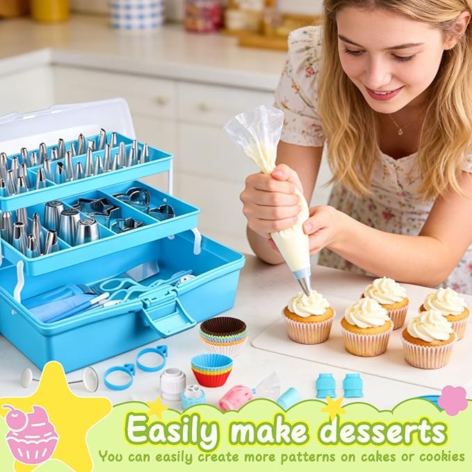 Suuker Cake Decorating Tools Supplies Kit, 236 Pieces Baking Accessories with Storage Case, Frosting Piping Kit, Piping Bags and Tips Set with 36 Numbered Piping Tips, Pastry Bags for Cake - Image 2