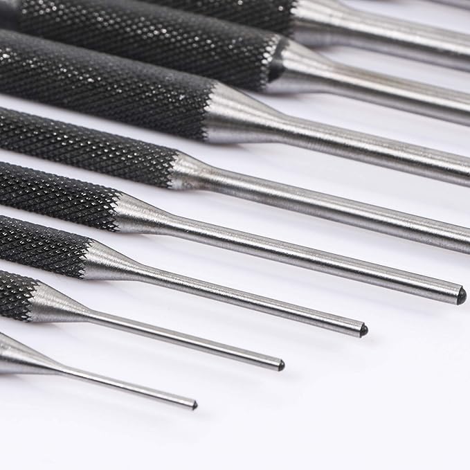 Roll Pin Punch Set with Storage Pouch, 9 Piece Steel Removal Tool Kit for Jewelry