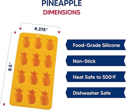 HIC Kitchen Silicone Pineapples Ice Cube Tray, Non-Stick, Makes 12 Pineapples
