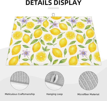 Lemon Dish Drying Mats for Kitchen Counter, Large 18"x24" Dish Mats for Drying Dishes, Microfiber Absorbent Dish Drying Pad Rack Mat Kitchen Decor Reusable Washable