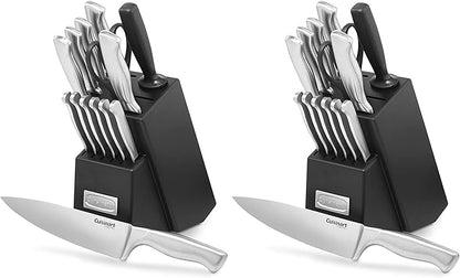 Cuisinart Stainless Steel Hollow Handle 15-Piece Cutlery Block Set, Kitchen Knife Set with Steel Blades for Precise Cutting, Durable Knives with Ergonomic Handles, C77SS-15PK (Pack of 2) by Cuisinart