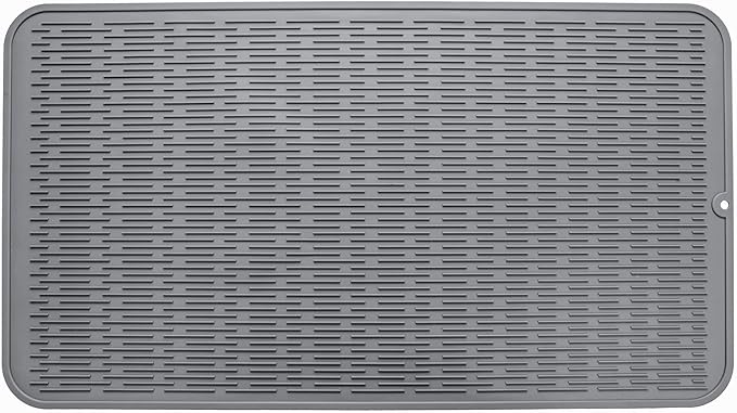 MicoYang Silicone Dish Drying Mat for Multiple Usage,Easy clean,Eco-friendly,Heat-resistant Silicone Mat for Kitchen Counter or Sink,Refrigerator or Drawer Liner Grey 4XL 32 inches x 18 inches by MicoYang