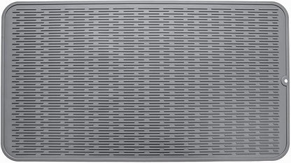 MicoYang Silicone Dish Drying Mat for Multiple Usage,Easy clean,Eco-friendly,Heat-resistant Silicone Mat for Kitchen Counter or Sink,Refrigerator or Drawer Liner Grey 4XL 32 inches x 18 inches by MicoYang
