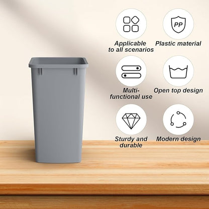 ROOMTEC Lightweight and Durable Slim Trash Can, 35QT Kitchen Trash Can, Lightweight and Sturdy Slim Trash Cans, Wastebaskets for Office, Workspace, Kitchen, Bathroom, 2 PCS