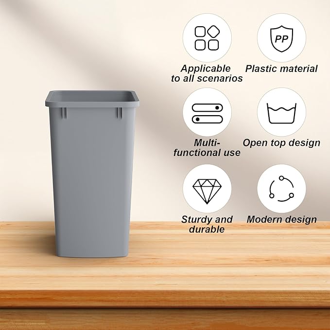 ROOMTEC 35QT Kitchen Trash Can, Lightweight and Sturdy Slim Trash Can, Wastebaskets for Office, Workspace, Kitchen, Bathroom, Easy to Clean, 1 Pack