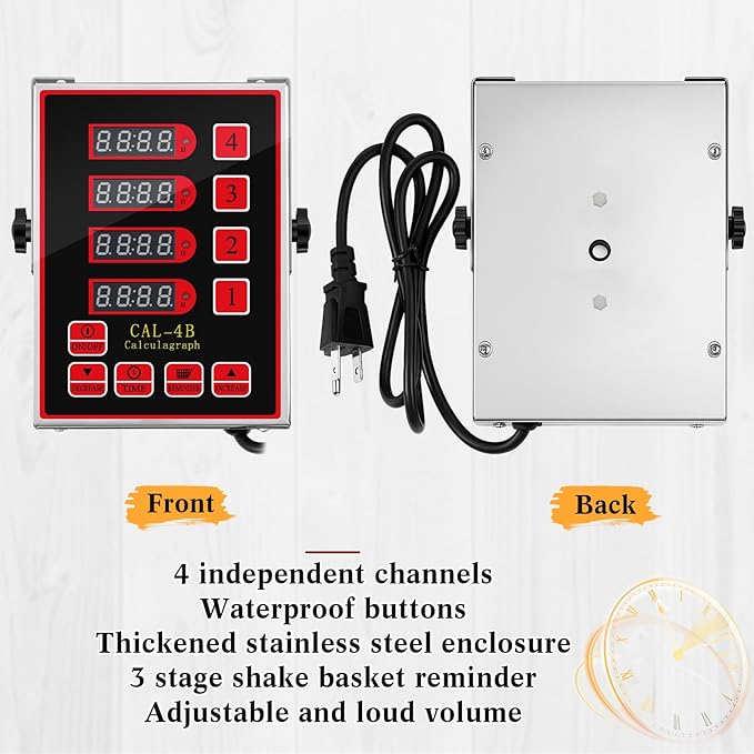 Relaxweex 1 Pack Commercial 4 Channel Digital Kitchen Timer, Multi-Countdown Timer with Loud Alarm & Large LCD Display, Wall Mount or Countertop for Restaurant, Fry Station, Baking & Lab Use - Image 4