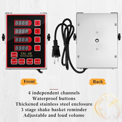 Relaxweex 1 Pack Commercial 4 Channel Digital Kitchen Timer, Multi-Countdown Timer with Loud Alarm & Large LCD Display, Wall Mount or Countertop for Restaurant, Fry Station, Baking & Lab Use - Image 4