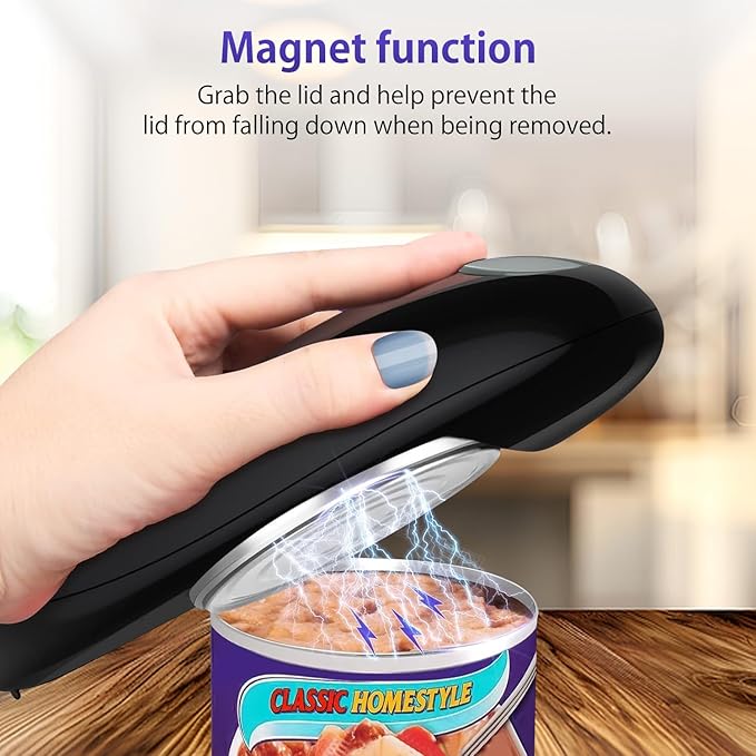 Electric Can Opener, Handheld One-touch Automatic Can opener, Smooth Edge Kitchen Gadget Can Openers Electric for Seniors with Arthritis - Image 5