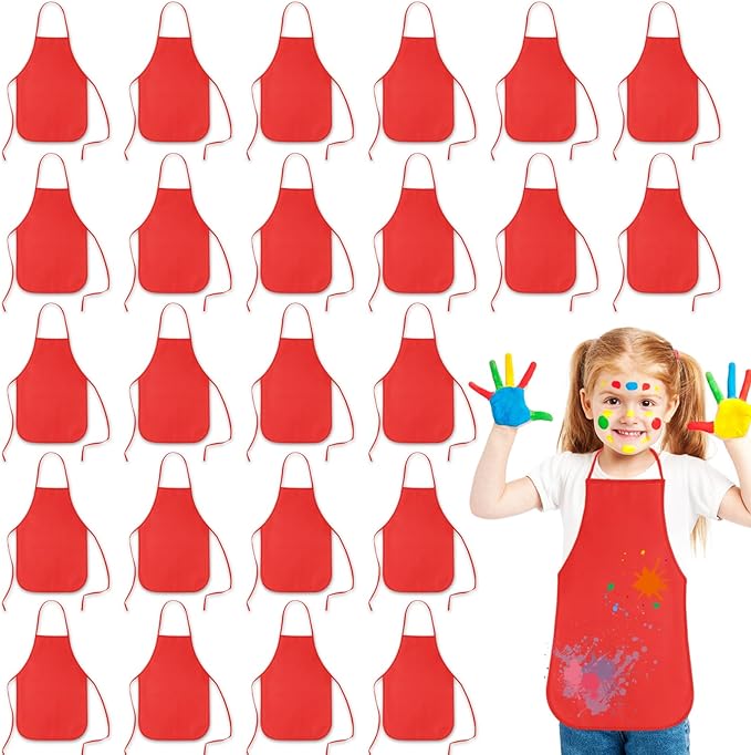 KUUQA 16/24/30/36/40Pcs Kids Apron Painting Aprons for Kids, Kids Paint Apron Art Smock for Classroom Painting Party Supplies