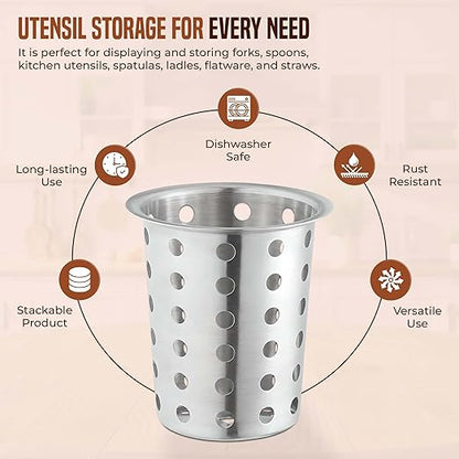 OCS Parts Stainless Steel Utensil Drying Cups | Stainless Steel | Perforated Kitchen Flatware and Silverware Holder - Image 5