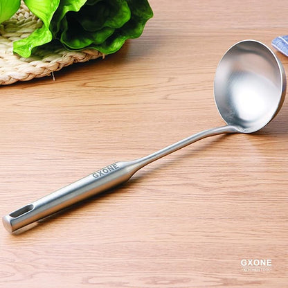 Soup Spoon Ladle,304 Stainless Steel Cooking Spoon Kitchen Tool For Wok With Hollow Handle, Silver/13.9Inch - Image 5