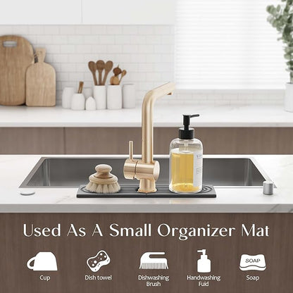 Eormoe Kitchen Sink Faucet Mat - 15.7in Diatomite Sink Protectors for Kitchen Sink, Stone Sink Splash Guard for Kitchen Counter Sink Accessories (Dark Grey, 15.7'' x 3.9'') - Image 4