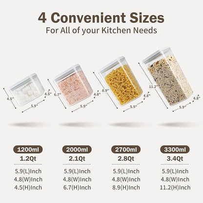 Melovom 12 Pcs Pop Food Storage Containers Airtight Food Storage Containers Set with Lids Kitchen Pantry Organization and Storage, 3.4Qt, 2.8Qt, 2.1Qt, 1.2Qt - Image 6