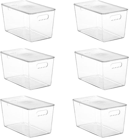 Vtopmart 6 Pack Clear Stackable Storage Bins with Lids,XLarge Plastic Containers with Handle for Pantry Organizer and Storage,Perfect for Kitchen,Fridge,Cabinet, Closet,Bathroom Organization by Vtopmart