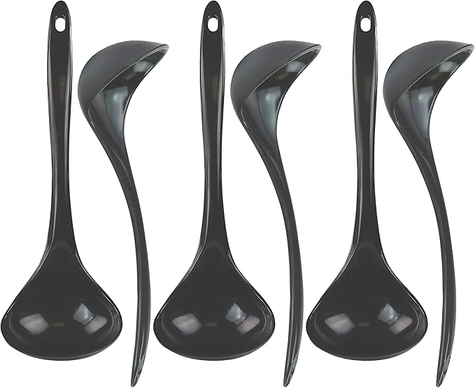 Reston Lloyd Melamine Soup Ladle Kitchen Utensil, Premium Quality Utensil with Heat Resistant Ergonomic Handle, Durable BPA-Free Plastic, 10.5 inch long, 6pc Set, Charcoal by RestonLloyd