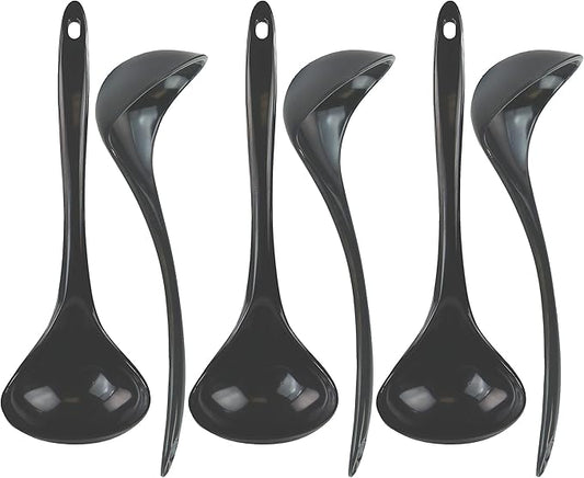 Reston Lloyd Melamine Soup Ladle Kitchen Utensil, Premium Quality Utensil with Heat Resistant Ergonomic Handle, Durable BPA-Free Plastic, 10.5 inch long, 6pc Set, Charcoal by RestonLloyd