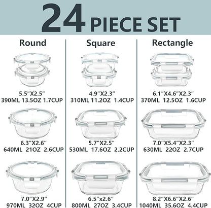 12 Pack Glass Lunch Meal Prep Containers with Lids Airtight Leakproof, Stackable for Microwave, Oven, Freezer and Dishwasher Safe (White) - Image 2