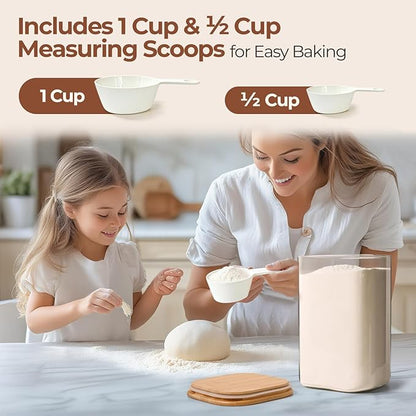 ComSaf 2Pcs Large Glass Storage Containers with Lids 4Qt, 1 Gallon Wide Mouth Flour Sugar Storage Containers, Large Capacity and Sealed for Rice, Cereal, Oat, Easy Clean and Scoop, Pantry Organization - Image 6