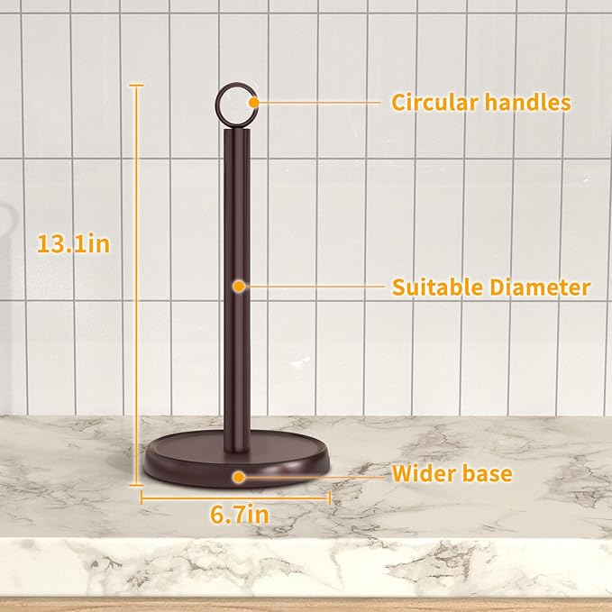 Oil Rubbed Bronze Paper Towel Holder Countertop, Oil Rubbed Bronze Kitchen Accessories Decor, Stainless Steel, Weighted Base, Paper Towel Stand for Bathroom Farmhouse Essentials - Image 7