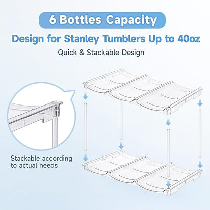 Stackable Water Bottle Organizer for Stanley 40 oz Tumbler, Water Bottle Holder for Cabinet, Pantry Kitchen Organizers and Storage for Stanley Cup Accessories, Tumbler Organizer and Wine Rack, 2Pack - Image 4