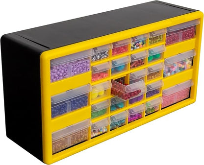 Akro-Mils 26-Drawer Plastic Drawer Storage Cabinet for Garage Organization, Bead Organizer, Building Bricks Storage, Teacher Toolbox, Makeup Organizer, 20-Inch W x 6-Inch D x 10-Inch H, 10126 Yellow - Image 10