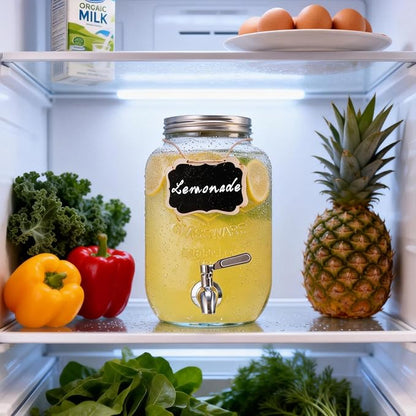 1 Gallon Glass Drink Dispensers For Parties,Beverage Dispenser,304 Stainless Steel Spigot Leakproof,Lemonade Dispenser for Sun Tea, Homemade Juice