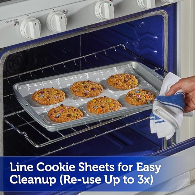 Reynolds Kitchens Cookie Baking Sheets, Pre-Cut Baking Parchment Paper Sheets for Cookies, Oven-Safe up to 425 Degrees, Reusable Up to 3X, No-Mess Cleanup, 12 in x 16 in, 22 Count (Pack of 2) - Image 8