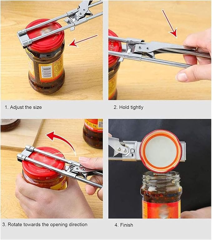 zengxiaoyun Master Jar & Bottle Opener, Adjustable Multifunctional Stainless Steel Can Opener Jar Lid Gripper, Manual,Kitchen Accessories（2Pcs） - Image 2