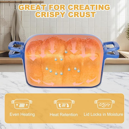 Enameled Dutch Oven for Sourdough Bread Baking, 3.6QT Oval Cast Iron Bread Pan with Lid