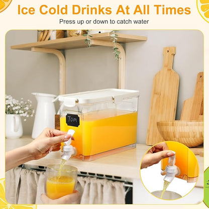Mumufy 3 Set Plastic Drink Dispensers for Parties Beverage Dispenser for Fridge with Spigot Iced Juice Lemonade Container with Labels and Pens Summer Party Supplies(1 Gallon,White) - Image 5