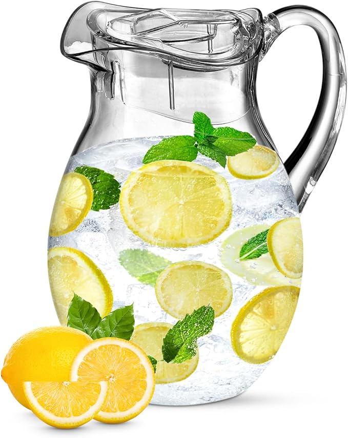 MosJos Acrylic Pitcher (72 oz), Clear Plastic, Water Pitcher with Lid, Shatterproof, BPA-Free Clear Pitcher, Ideal for Sangria, Lemonade, Juice, Iced Tea & More - Image 2
