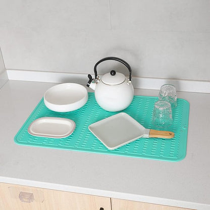 MicoYang Silicone Dish Drying Mat for Multiple Usage,Easy clean,Eco-friendly,Heat-resistant Silicone Mat for Kitchen Counter or Sink,Refrigerator or Drawer Liner Mint 3XL 28 inches x 18 inches - Image 7