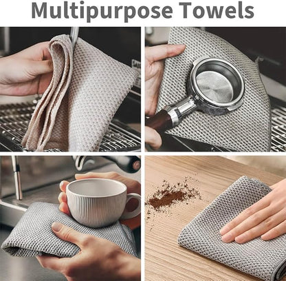 Barista Towel 6 Pack, Extra Thick Microfiber Coffee Cleaning Cloths, Espresso Machine Accessories for Coffee Bar, Steam Wand, Countertop, Milk Frother, 12”x12” - Image 5