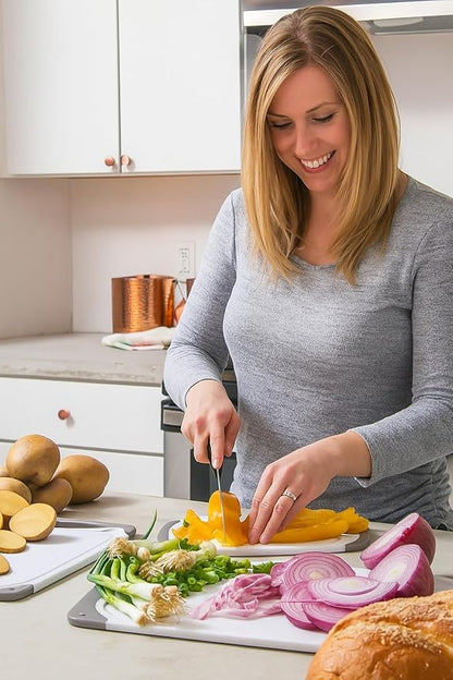 Cutting Boards for Kitchen - BPA-Free Chopping Board - Different Sizes & Non Slip Handles - Reversible, Large Cutting Board Set - Unique Gifts for Cooks Who Have Everything - 3-Pack Gray - Image 3