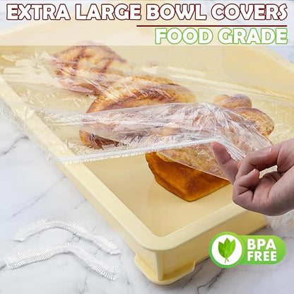 100 Bowl Covers Fits Bowls up to 30", Large Bowl Covers for Half Sheet Pan(24x16, 21x15, 18x13 inch) and Mixing Bowl&Dough Proofing/Foil Pans, Food Covers for Outside,Elastic Sealing-Reusable