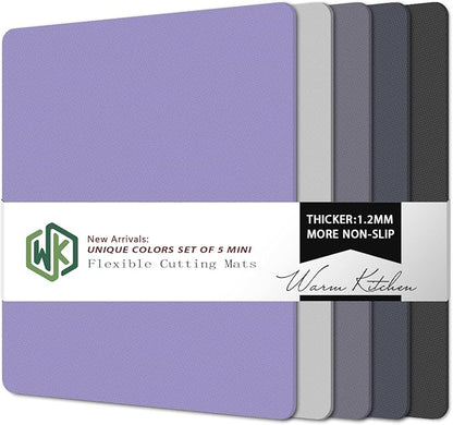 WK Small Flexible Plastic Cutting Boards for Kitchen Set of 5, Non Slip Cutting Mats for Meat, Mini Cutting Board Mats, BPA Free, Dishwasher Safe, 7.3x11.5" by WKHome