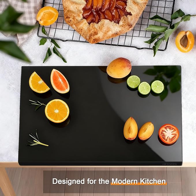 Black Cutting Boards for Kitchen, Acrylic Cutting Board with Counter Lip Countertop Protector, Non-Slip Tablas Para Picar Cocina, Kitchen Decor Apartment Essentials House Warming Gifts(16.1"x12.5") - Image 7