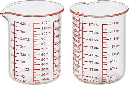 High Borosilicate Glass Measuring Cup-V-Shaped Spout，Glass Measuring Beaker for Kitchen or Restaurant, Easy to Read, 120 ML (4 Oz)-Pack of 2 by AckersBORO33
