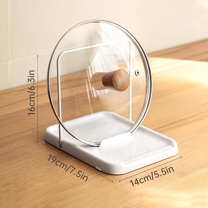 PAVSTINE Pot Lid Holder, Lid and Spoon Rest Holder for Kitchen Counter, Foldable Pan Lid Organizer Stand with Nonslip Pads, Multifunctional Utensils Pan Pot Cover Lid Rack Shelf For Stove Top, White - Image 7