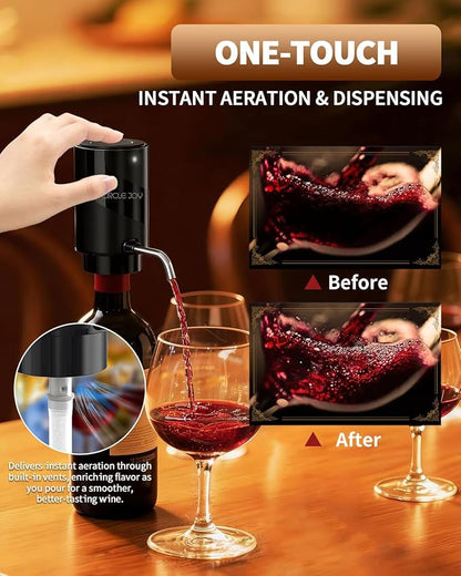 CIRCLE JOY 5-in-1 Electric Wine Bottle Opener Set, Rechargeable Wine Opener Kit, Cordless Wine Gift Set with Foil Cutter, Electric Aerator & Pourer and Vacuum Stopper for Wine Lovers, Black - Image 4