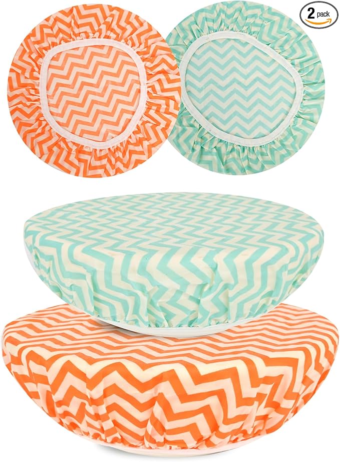 Reusable Bowl Covers for Bread Proofing（2 Large）- Cotton Beeswax Bowl Covers Reusable with Elastic Rim, Sourdough Bowl Cover for Food Storage and Food Preservation (10INCH)(wavy)