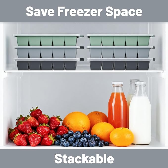 Silicone Ice Cube Tray 3 Pack - EASY RELEASE ice cube tray with lid, BPA Free Ice Cubes Trays for Freezer,ice cube mold for Cocktail,Whiskey (Black+Grey+Mint) - Image 6