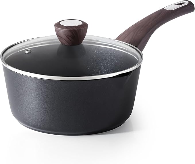 SENSARTE Nonstick Sauce Pan with Lid, 2.5 Quart Saucepan with Double Spout, Multipurpose Large Cooking Pot, Non toxic Kitchen Sauce Pot, Non stick Saucier Pan, Induction Comptable, PFOA Free by SENSARTE