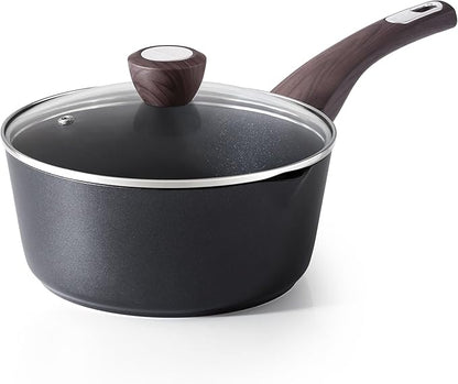 SENSARTE Nonstick Sauce Pan with Lid, 2.5 Quart Saucepan with Double Spout, Multipurpose Large Cooking Pot, Non toxic Kitchen Sauce Pot, Non stick Saucier Pan, Induction Comptable, PFOA Free by SENSARTE